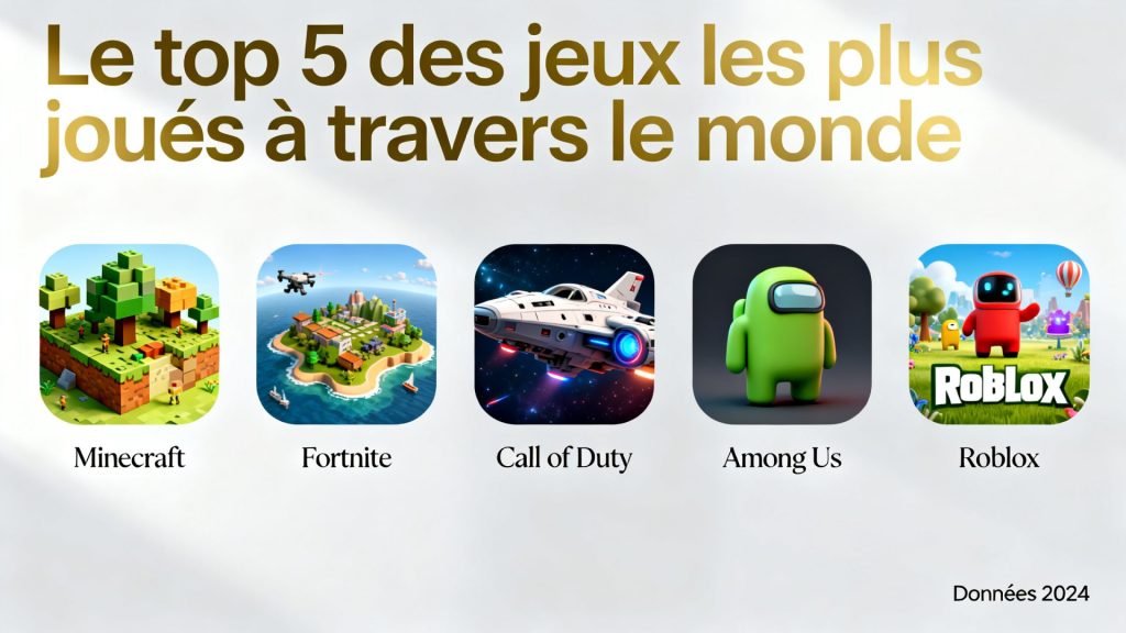 Le top 5 des jeux les plus joués à travers le monde.