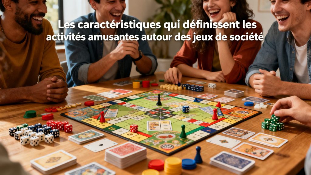 Les caractéristiques qui traitent les activités amusantes autour des jeux de société avec texte