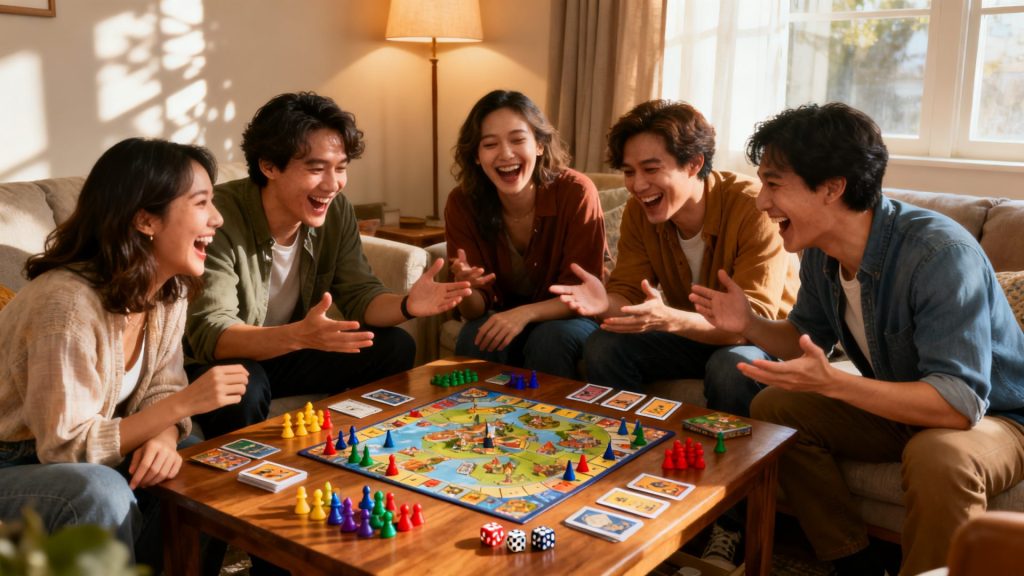 Les caractéristiques qui traitent les activités amusantes autour des jeux de société sans aucun texte
